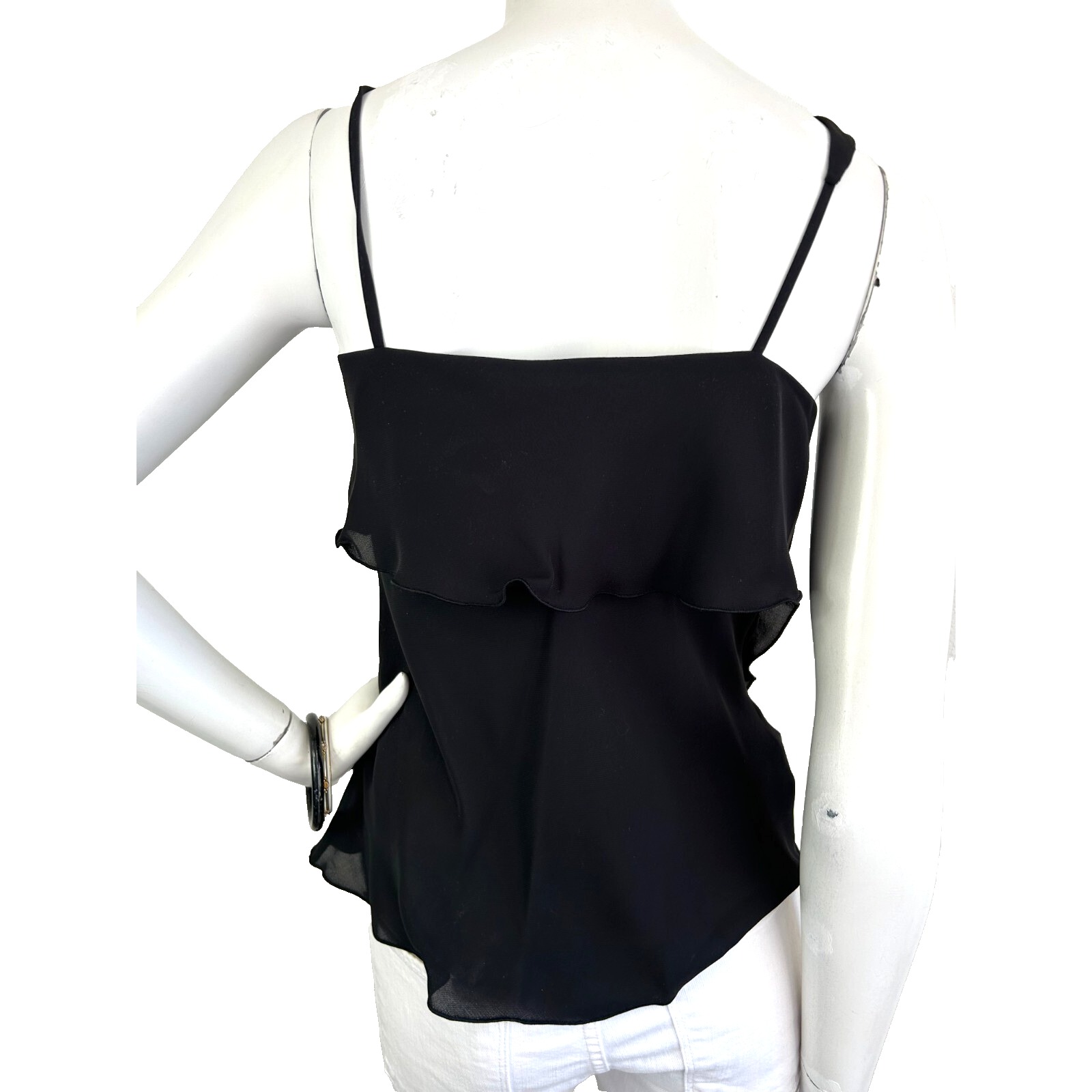 Elizabeth And James Asymmetric Layered Black Blouse Top 90s Minimalist Xs Euc — image 3 of 6